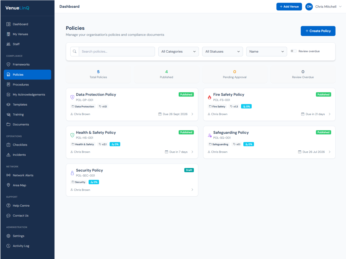 Policy management with version control